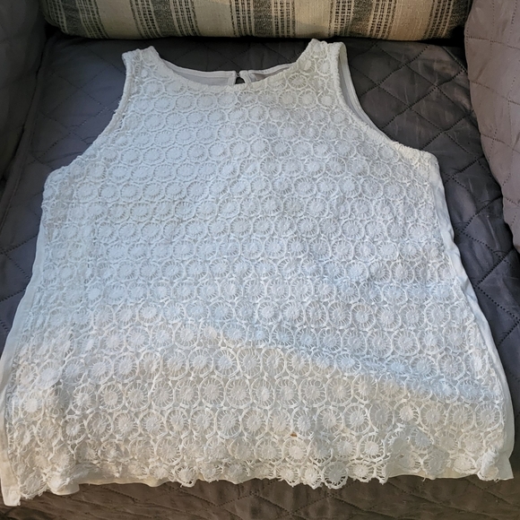 Lacy tank top white  size small petite - Picture 1 of 5